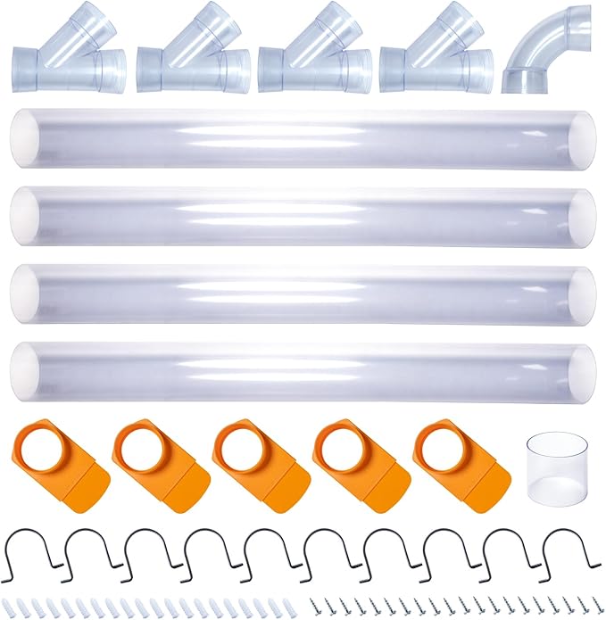POWERTEC 70306 4 Inch Dust Collection Fittings Network with Dust Hose Splice, Blast Gates, Pipes, 90-Degree Elbow Connector, Y-fittings, Mounting Brackets