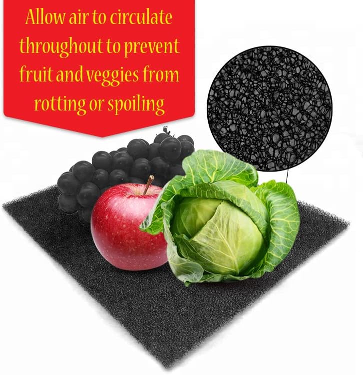 Dualplex® Fruit & Veggie Life Extender Liner for Fridge Refrigerator Drawers, 12x15 Inches (4 Pack) – Extends The Life of Your Produce & Prevents Spoilage (Black)