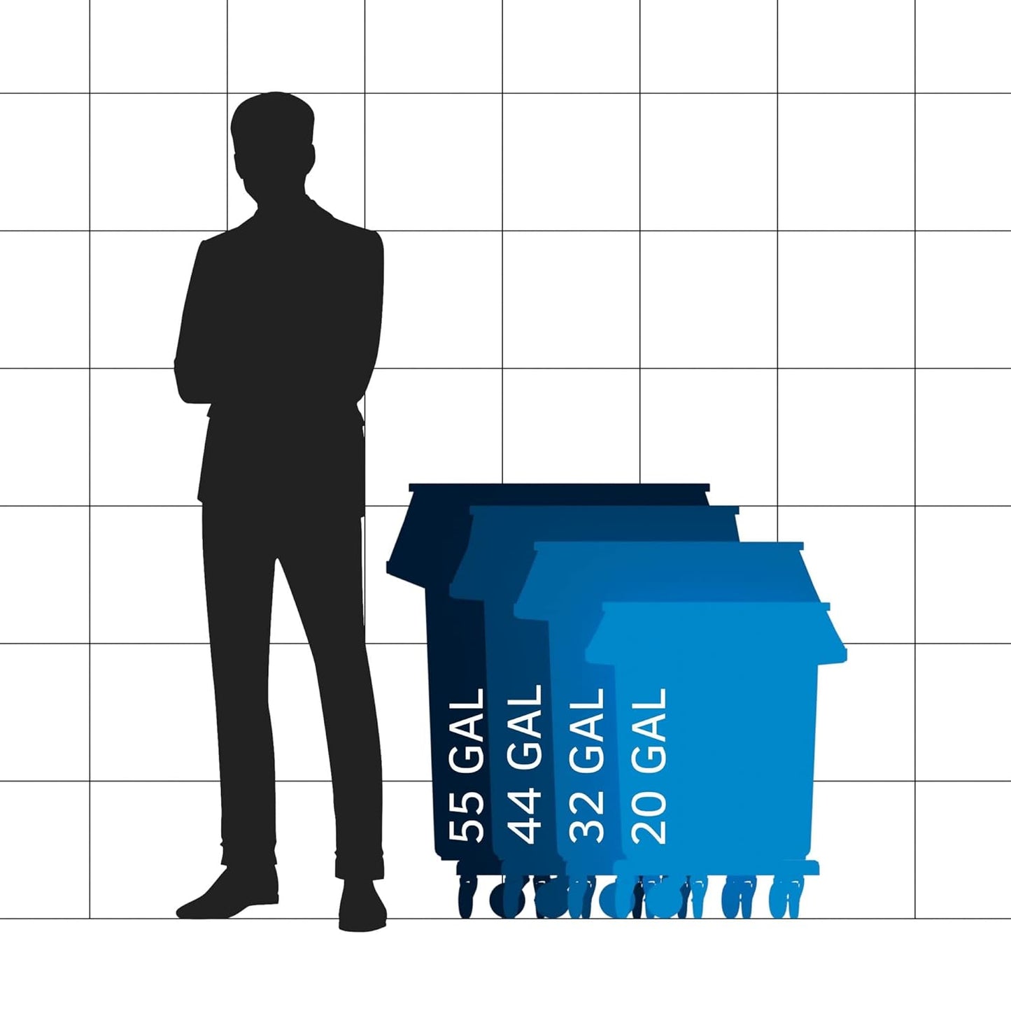 55 Gallon Green Round Commercial Trash Can with Lid and Dolly