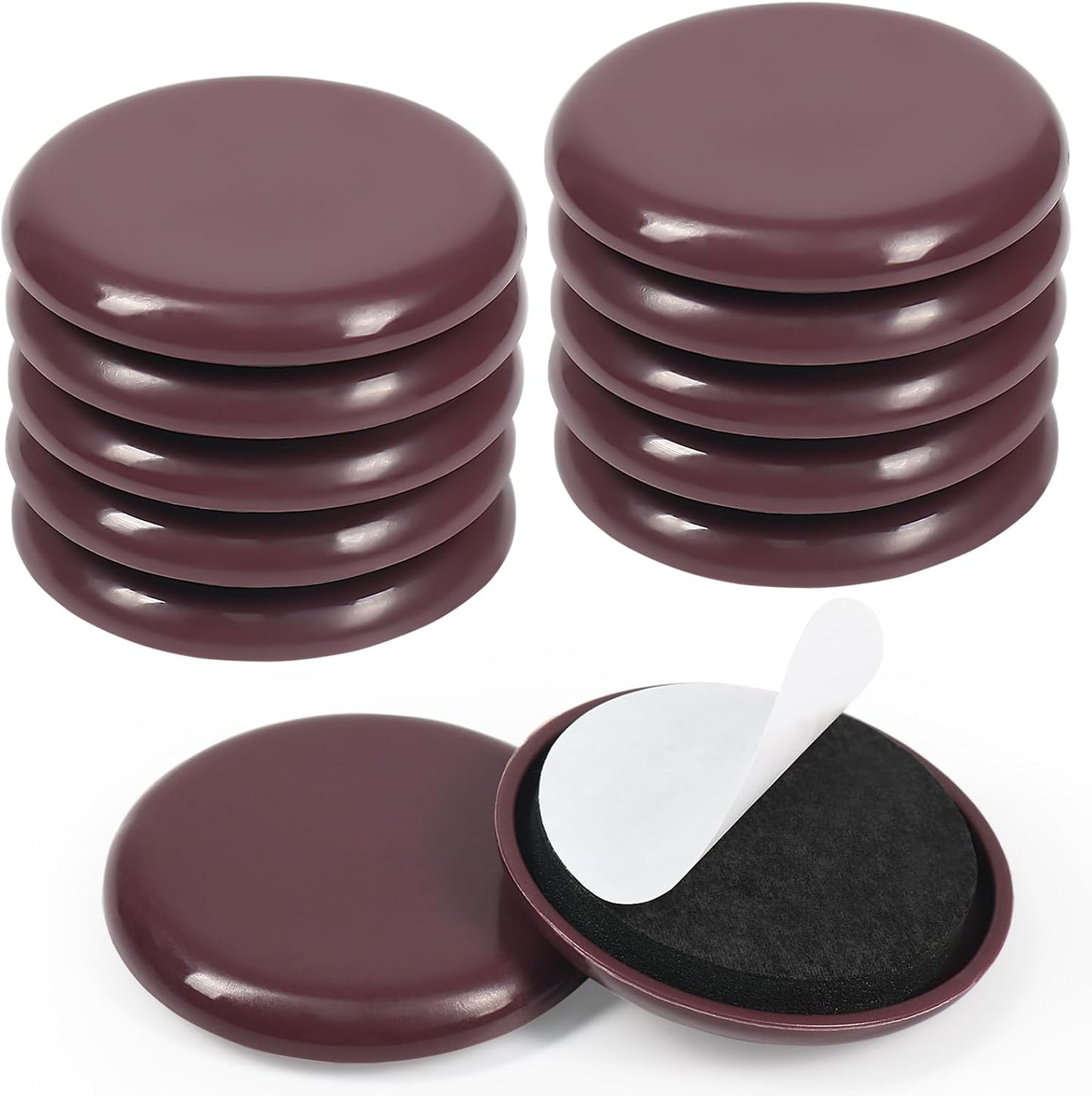 2 inches Stick Furniture Sliders, 12pcs Furniture Glides for Easy Moving on Carpet Hardwood (Coffee)