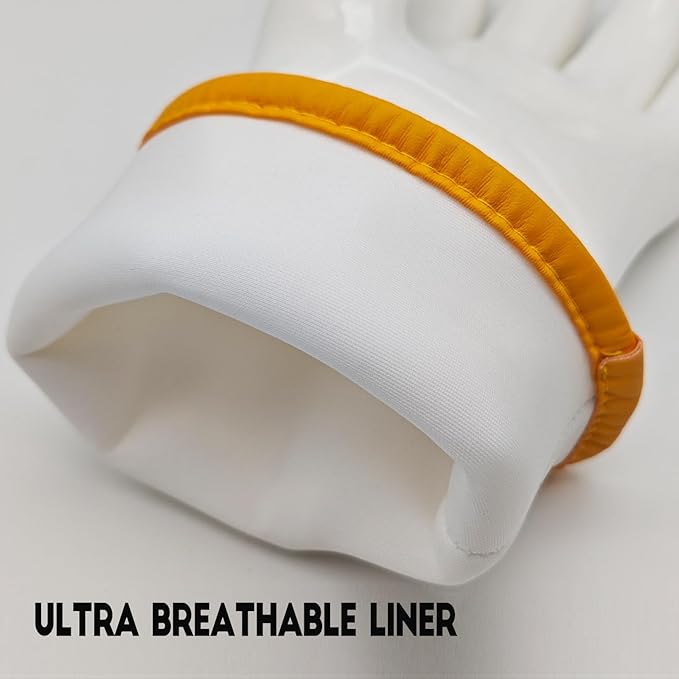 DEYAN Silicone BBQ & Oven Gloves - Food Grade, Heat Resistant Waterproof & Oil Proof Gloves for Grilling, Baking, Frying, Cooking - Long Sleeve & Non-Slip Grip, 1 Pair (White, 8/M)