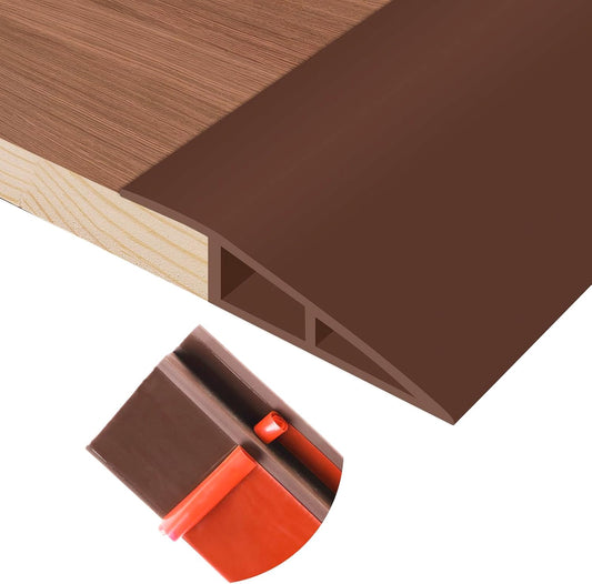 Floor Transition Strip Self Adhesive Vinyl Door Threshold for Doorways Carpet Edging Trim Overlap Edge Reducer for Laminate Floor, Carpet, Tile (Brown, 1/5" to 2/5", 3.3Ft)