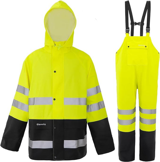 Rain Suit For Men & Women Waterproof Heavy Duty Rain Gear Reflective Jacket for Fishing Outdoor Work Raincoats