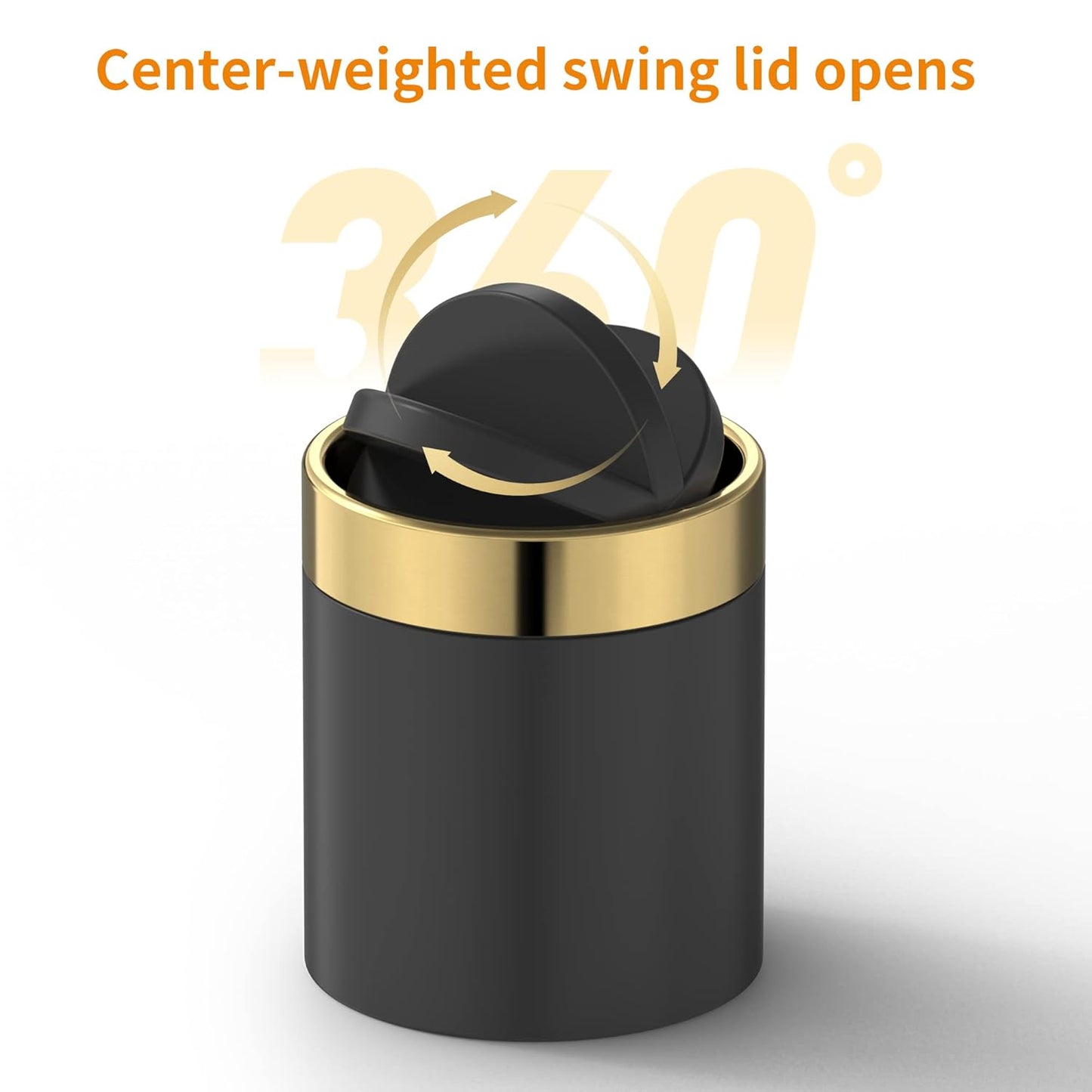 Mini Trash Can with Lid, Desktop Small Trash Can Recycling Bin Cute Metal Garbage Can for Tabletop Countertop Use,Stainless Steel 0.4Gal/1.5L Waste Bin for Office Parlor Car Bedroom,Swing Lid Open