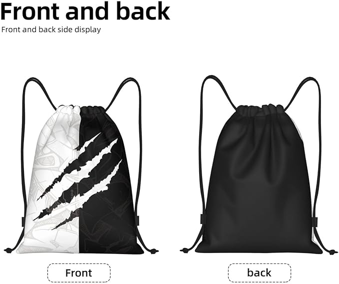 Cool Drawstring Bags Scratch Pattern Art Design Sport Gym Sack Drawstring Bag Black White Yin and Yang Design Stylish String Bag Yoga Bag for Men Women