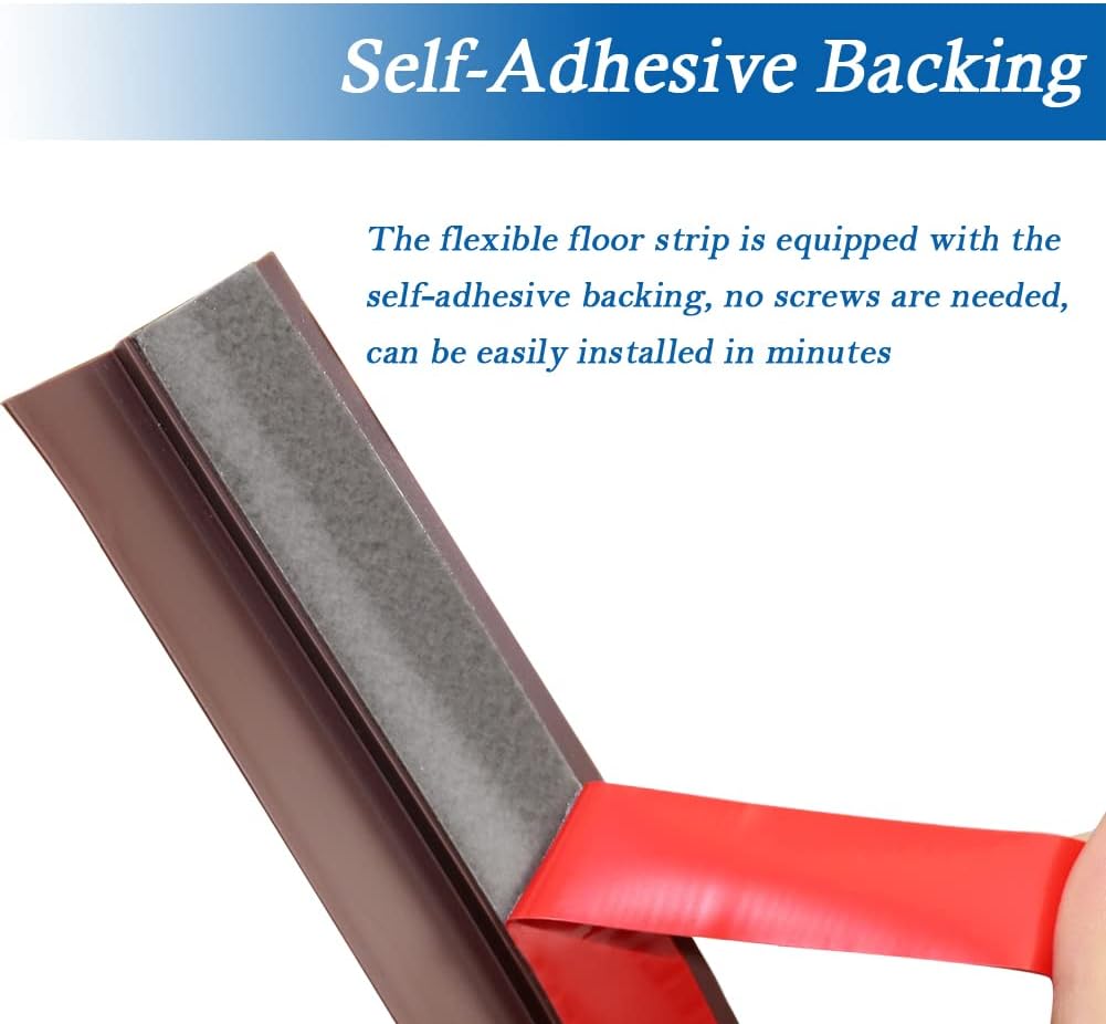 Floor Transition Strip Self Adhesive Carpet & Flooring Transitions Edging Trim Strip PVC Threshold Transitions Suitable for Threshold Height Less Than 5mm (20Ft, Black Walnut)