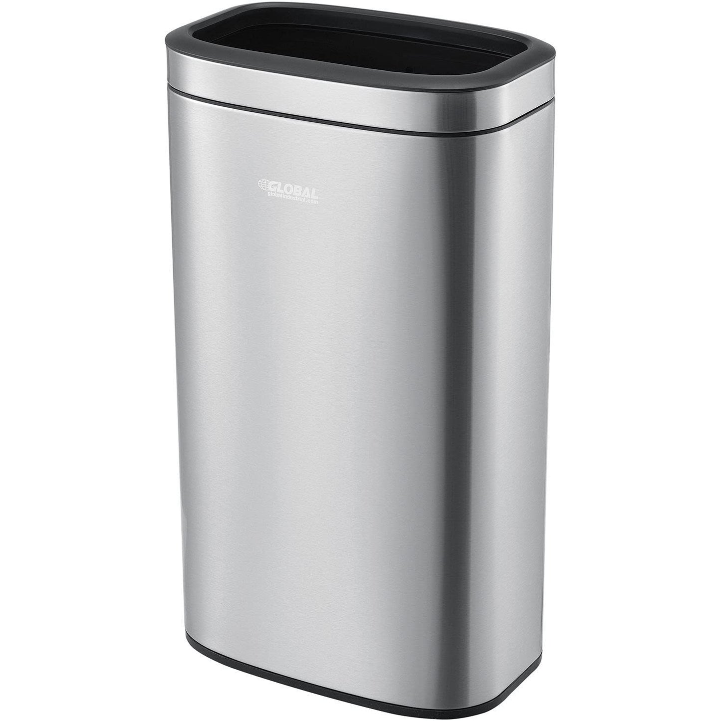 Global Industrial 8 Gallon Stainless Steel Slim Open Top Receptacle