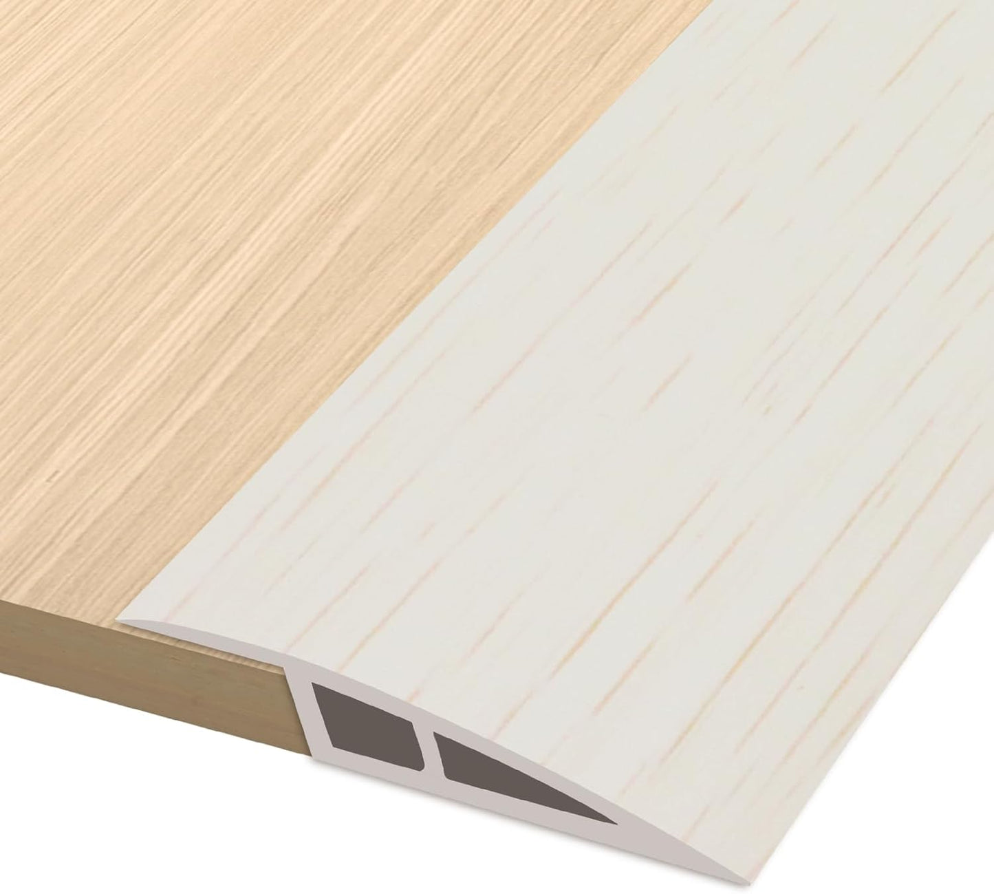 Vinyl Door Threshold Flooring Transition Strip Self Adhesive Carpet Edging Strip for Laminate Doorway Edge Threshold from 3/5" to 4/5" (Beige Wood Grain, 10 Ft)