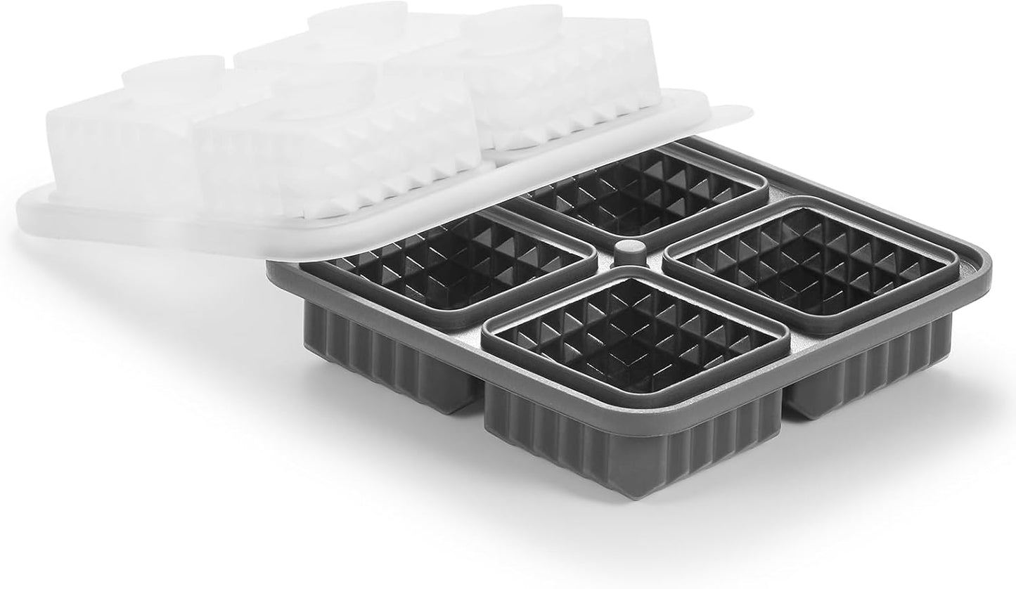 Nax Caki 3D Square Ice Cube Tray, Large Square Silicone Fun Shapes Whiskey Ice Mold with Funnel for Cocktails, Bourbon,Brandy, Whiskey Gifts for Men Black