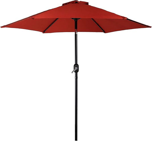 Sunnydaze Outdoor Patio Umbrella - Polyester Table Market Umbrella with Push-Button Tilt and Crank - 6 Sturdy Ribs - Burnt Orange - 7.5ft