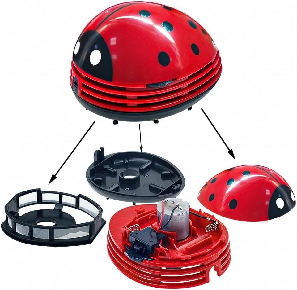 E ECSEM Mini Portable Handheld Cordless Tabletop Crumb Sweeper Desktop Dust Vacuum Cleaner Cute Cartoon Battery Operated