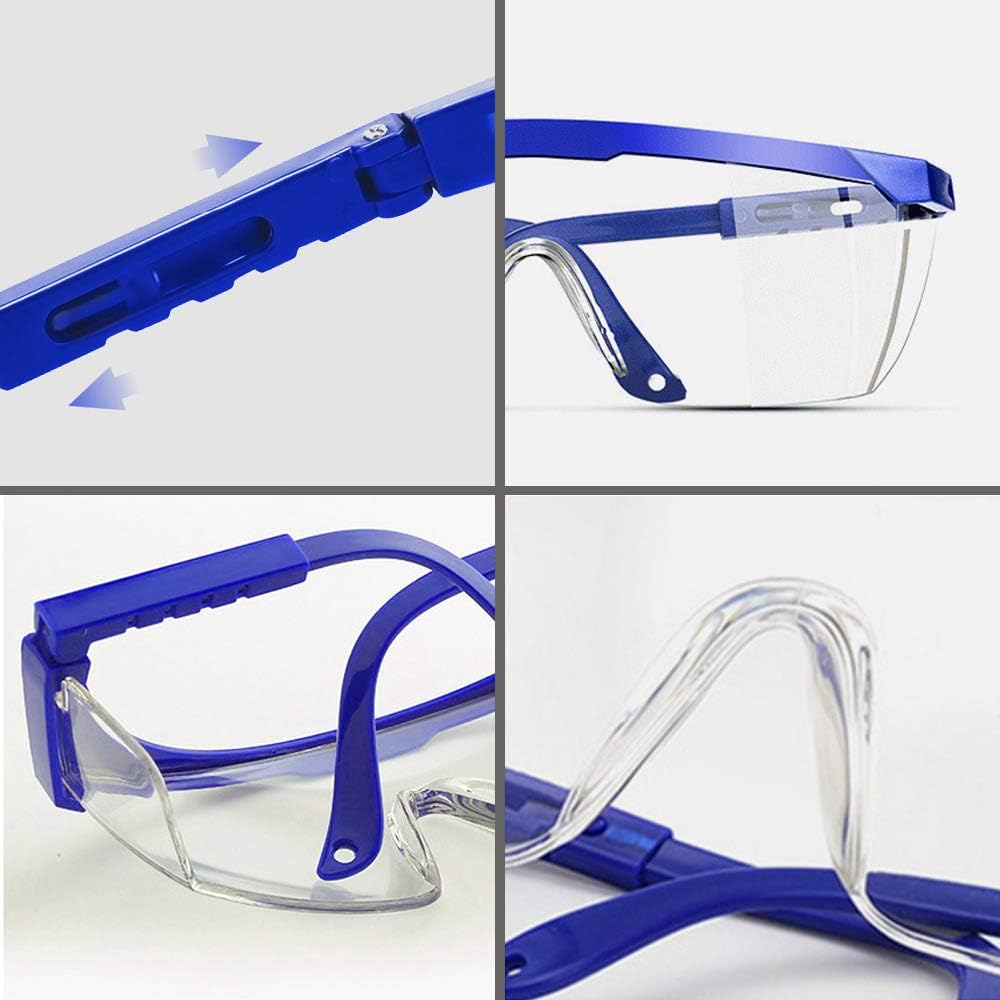 Safety Glasses, 5PCS Adjustable Wide-Vision Protective Glasses, Lightweight Fog-Proof Safety Goggles