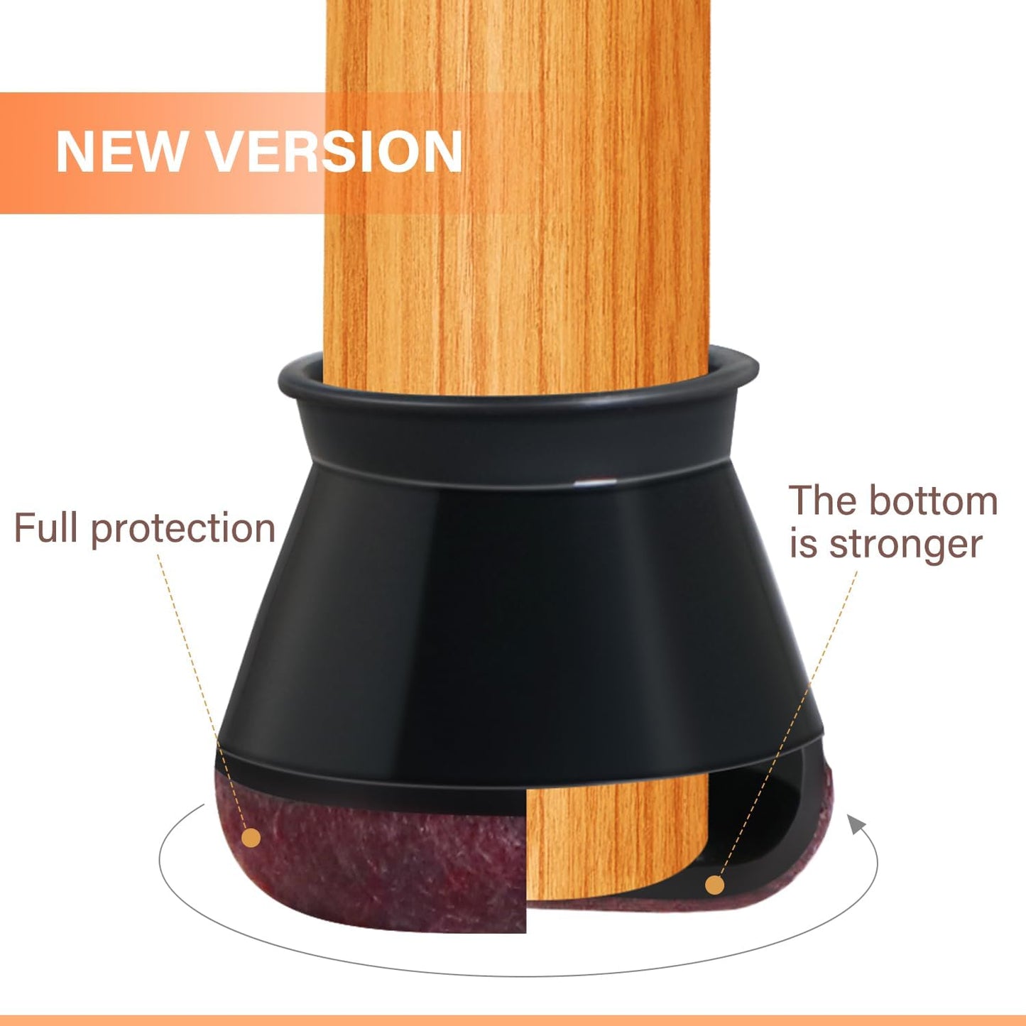 Chair Leg Floor Protectors Chair Leg Protectors for Hardwood Floors Felt Silicone Caps Strengthen Bottom Protection Anti-Scratch Reduce Noise 32 Pack Black Round Medium Fit 3/4" to 1-3/16" (19-30mm)