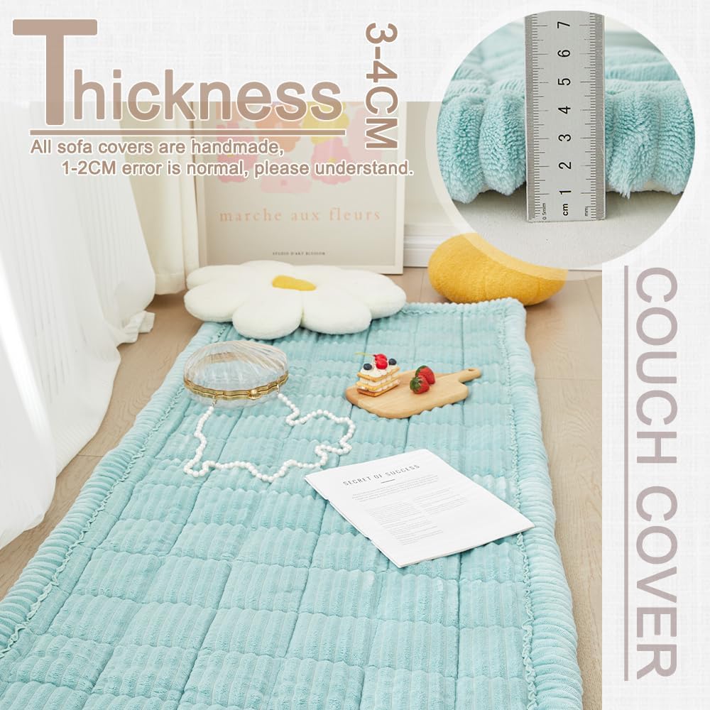 Couch Cover for Dogs Washable, Fuzzy Pet Couch Covers for 3 Cushion Sofa Pet Friendly, Non Slip Sofa Cover (Blue, 27.6" x 82.7"/70 x 210cm)