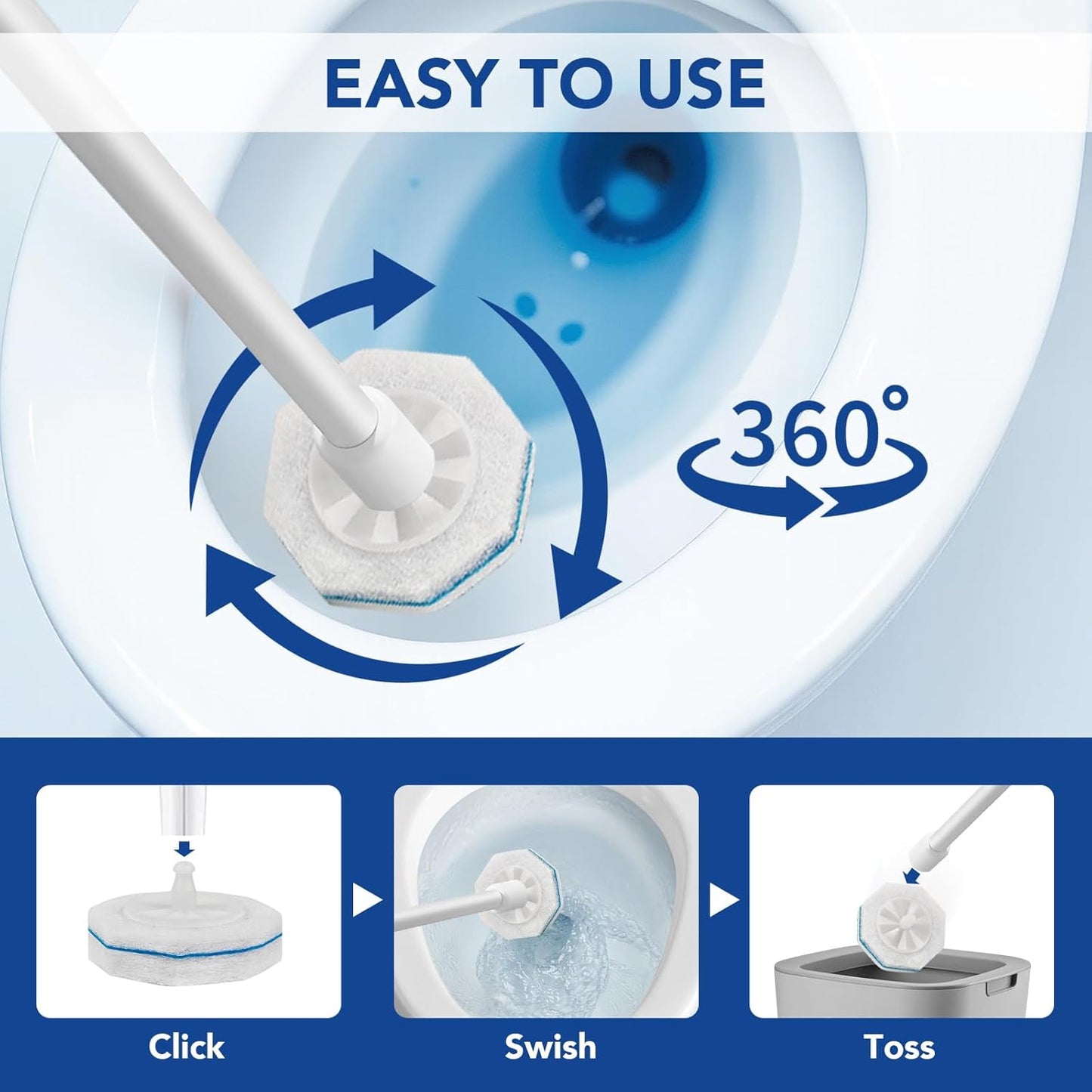 50 Count Toilet Wand Refills for Clorox - Pre-Loaded Cleaner Heads Compatible with Clorox Wand Refills for Quick and Easy Cleaning