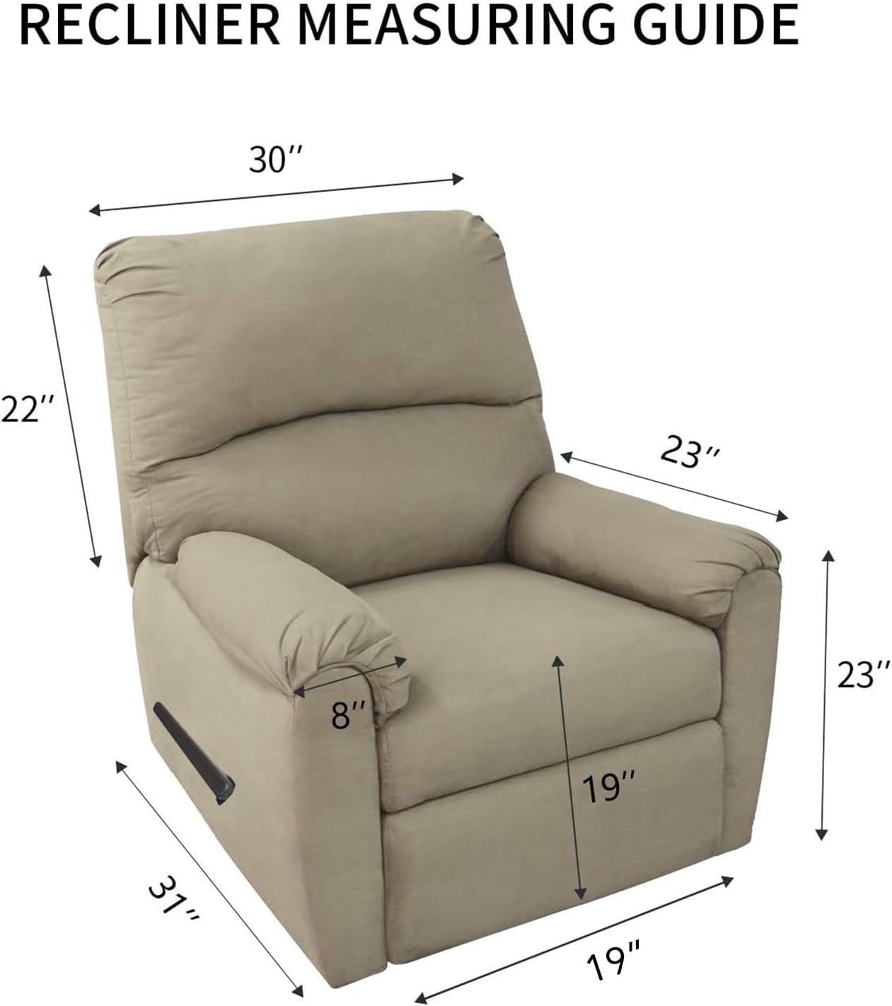 PureFit Reversible Quilted Sofa Cover, Water Resistant Slipcover Furniture Protector, Washable Couch Cover with Non Slip and Elastic Straps for Kids, Dogs (Small Recliner, Light Gray/Light Gray)