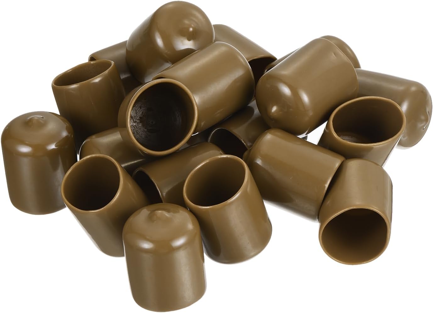 uxcell 20pcs Rubber End Caps 21mm ID Vinyl PVC Round Tube Bolt Cap Cover Screw Thread Protectors Light Brown