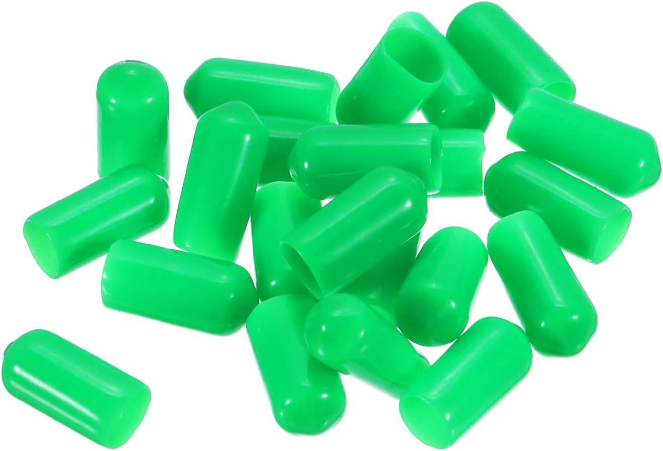uxcell 20pcs Rubber End Caps 7mm ID Vinyl PVC Round Tube Bolt Cap Cover Screw Thread Protectors Green
