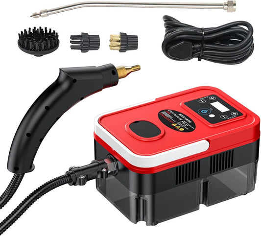 Irishom Steam Cleaner Handheld with 4pcs Accessories, Touch Screen 6 Levels Adjustable 15s Fast Steam Deep Cleaning with Portable Handle 1200ml/40.5oz Water Tank