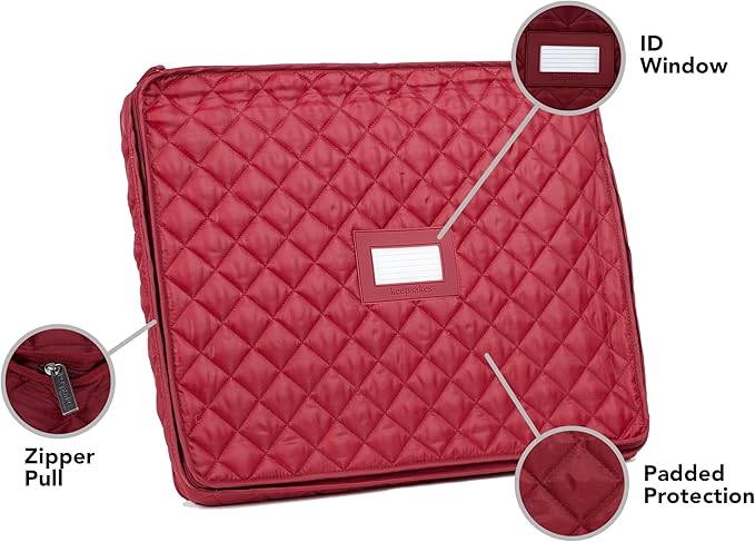 Covermates Keepsakes - Serveware Storage - Padded Protection - ID Window - Stain Resistant - Machine Washable - China Storage, Red