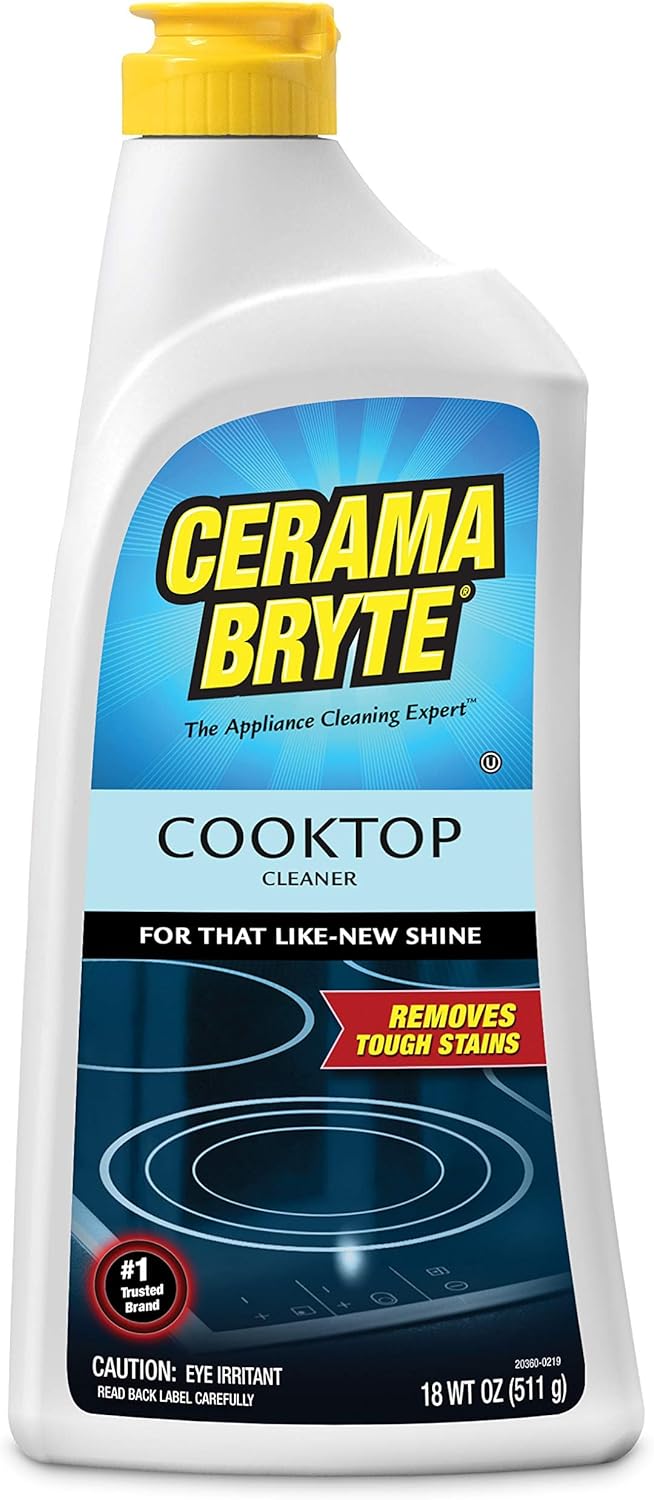 Cerama Bryte Removes Tough Stains Cooktop and Stove Top Cleaner for Glass - Ceramic Surfaces, 18 Ounces, 1 Pack