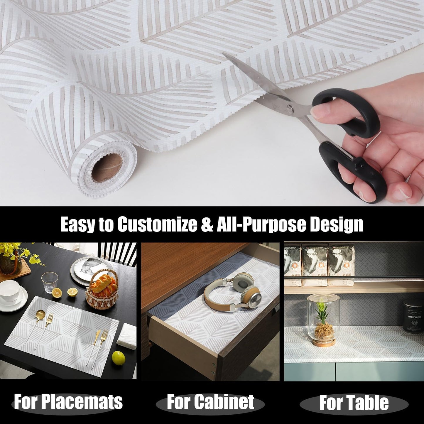 Shelf Liners for Kitchen Cabinets, 16IN x 20FT Non Adhesive and Strong Non-Slip Shelf Cabinet Drawer Liners for Kitchen Wire Fridge, Waterproof Shelf Drawer Liner,Easy to Clean