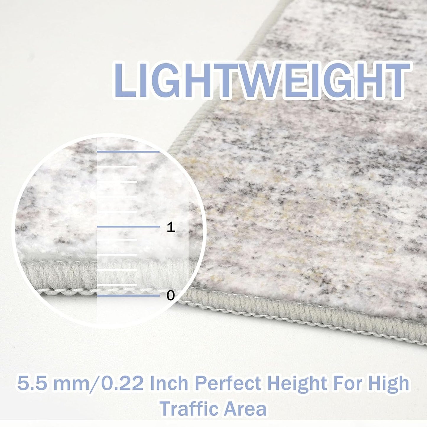 IOHOUZE Abstract Area Rugs 9x12 Ft Washable Large Rugs for Living Room, Non Slip Dining Room Rug, Printed Faux Wool Rugs for Bedroom, Floor Carpet for Office Nursery Playroom, Grey Beige