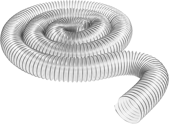 Peachtree Woodworking 4 x 10' Ultra Flex Clear Vue Heavy Duty PVC Dust Debris and Fume Collection Hose - (4 inch diameter by 10 feet long)
