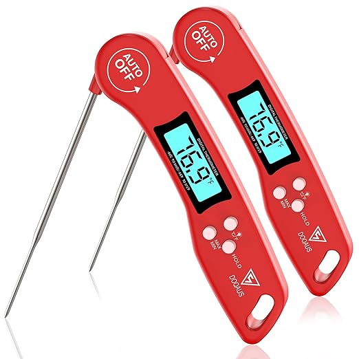 DOQAUS Digital Meat Thermometer, 2 Pack Instant Read Food Thermometer for Cooking, Kitchen Probe with Backlit & Reversible Display, Cooking Temperature for Turkey, Bread, Baking, Sourdough