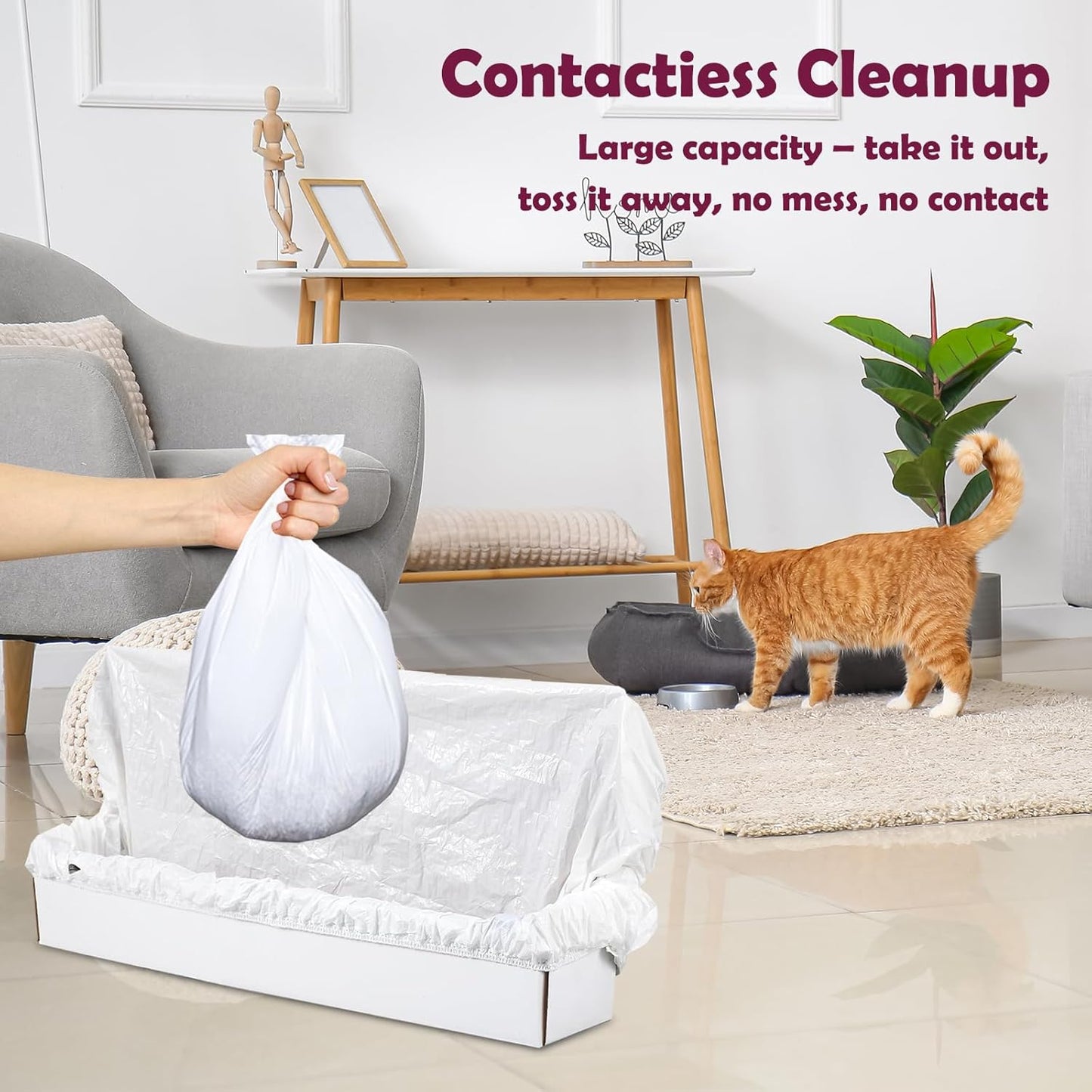 Trash Bags for Popur X5 Litter Box – Thickened, Leakproof Design, 7-Day Odor Control Perfect Fit for Popur X5 Self-Cleaning Cat Litter Boxes -100PCS