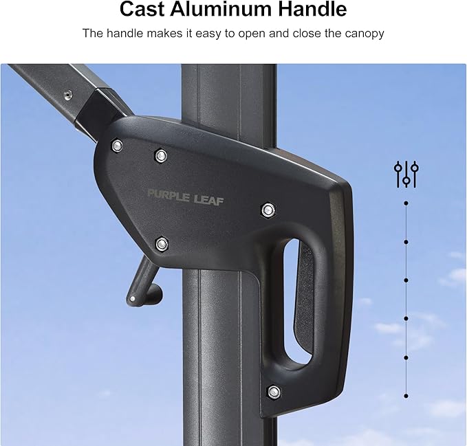 PURPLE LEAF 8 Feet Square Cantilever Umbrella Patio Umbrella with Base Outdoor Umbrella Aluminum Offset with 360-degree Rotation for Garden Deck Pool Patio, Grey