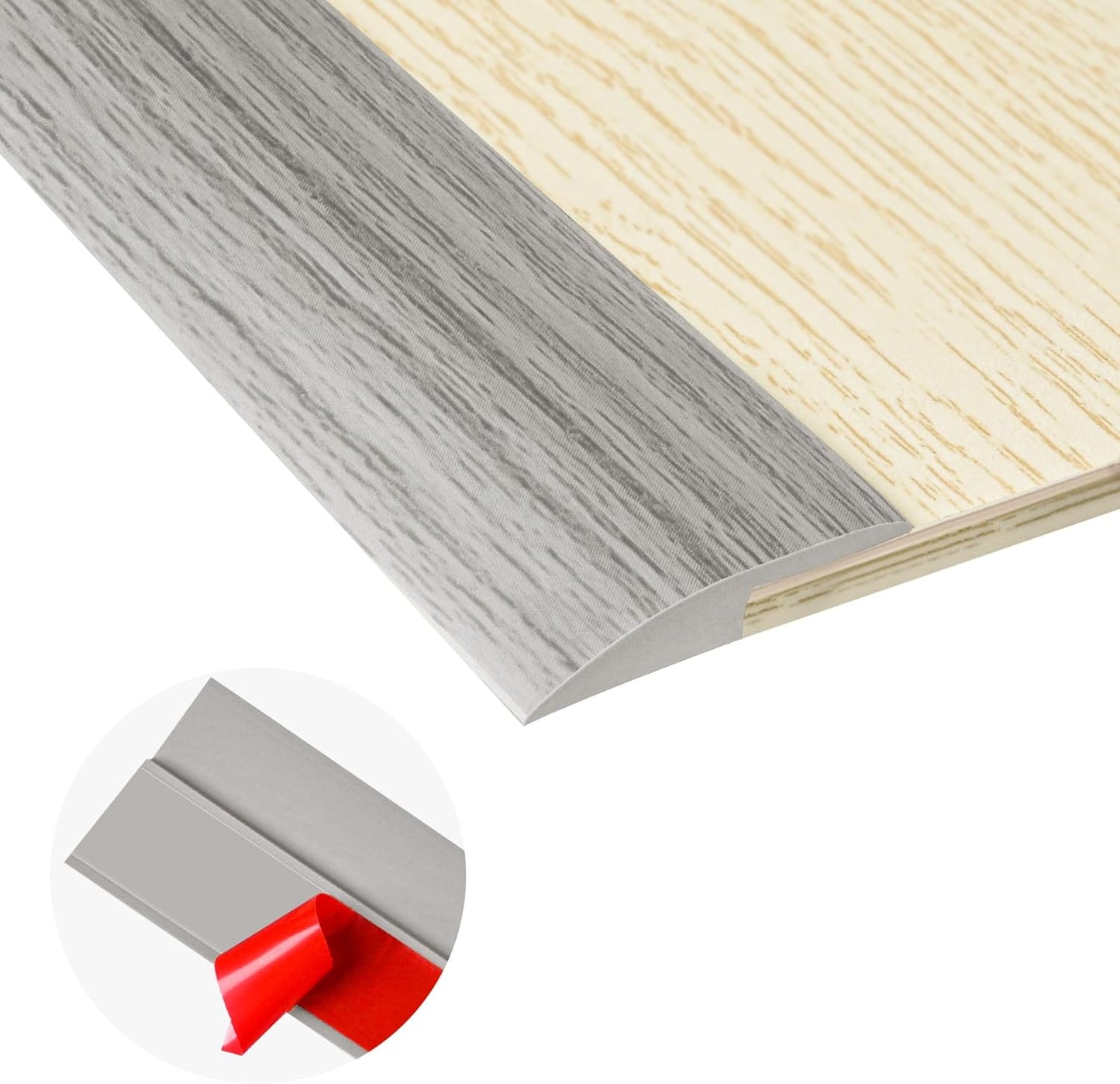 20Ft Carpet Floor Transition Strip, Self Adhesive Floor Edging Trim Strip, PVC Threshold Cover for Doorway, Floor Divider Strip Suitable for Threshold Height Less Than 5 mm - Gray Forest