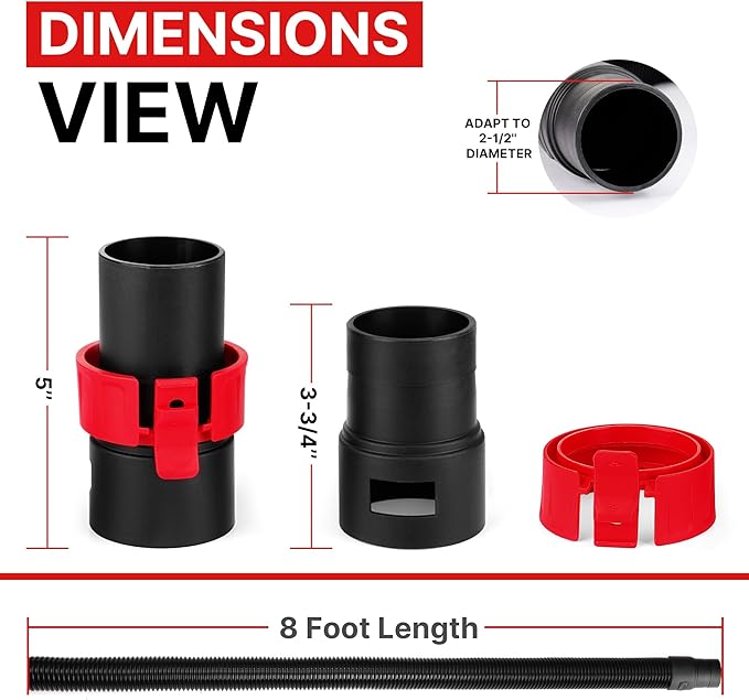 Shop-Vac 8' X 2-1/2" Universal Hose Black