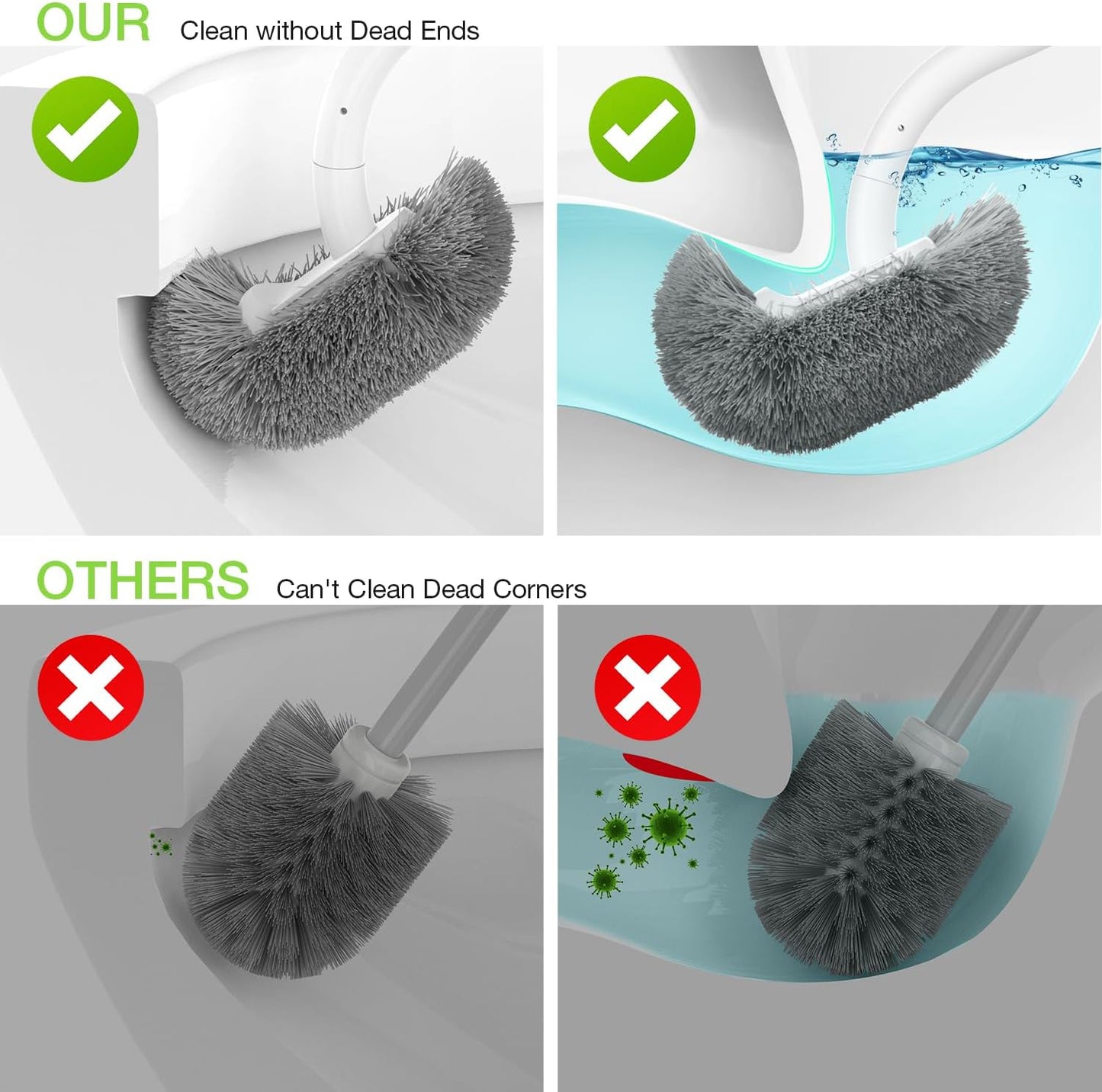 Wooden Toilet Brush, OSCIOSS Toilet Brush and Holder Set with Ergonomic Design, Compact Size, Durable Bristles, Bamboo RV Toilet Cleaner & Holder for Bathroom