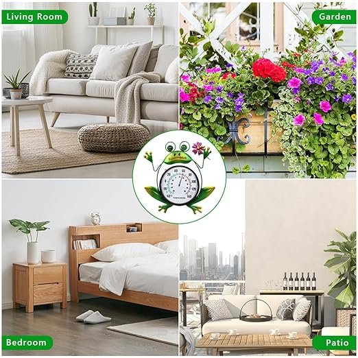 Indoor Outdoor Thermometer, Frog Wall-Mounted Thermometer Waterproof for Patio Garden Yard & Living Room, No Battery Needed