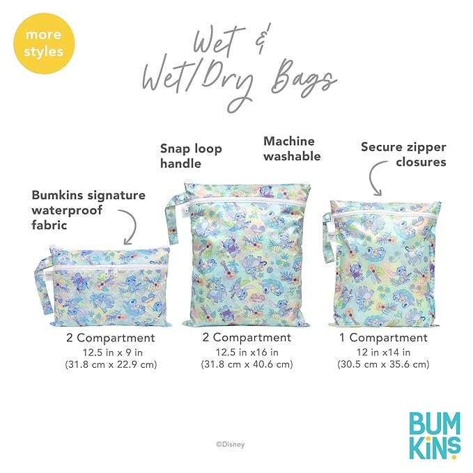 Bumkins Disney Waterproof Wet Dry Clutch Bag for Baby, Travel, Swim Suit, Cloth Diapers, Pump Parts, Pool, Gym Clothes, Toiletry, Hook to Stroller, Daycare, Packing Pouch, Zip Bag, Winnie the Pooh