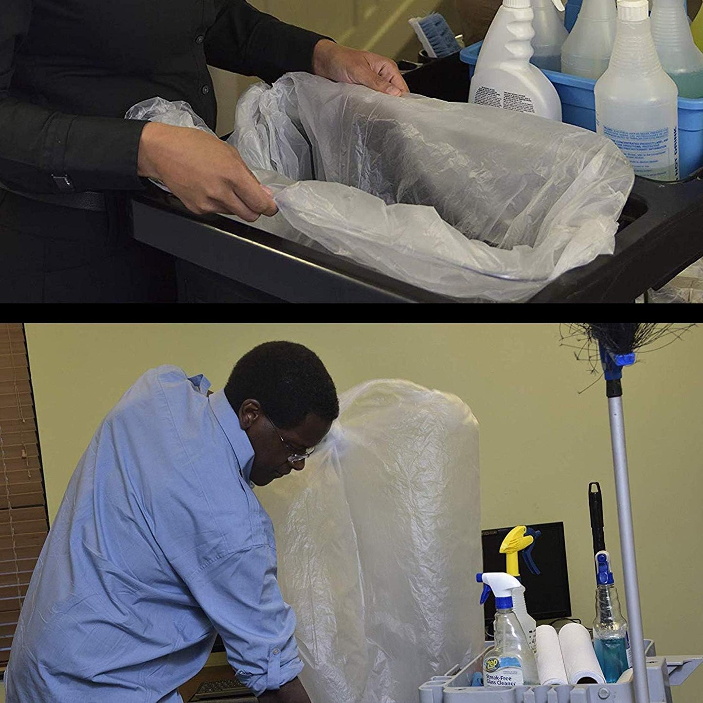 Aluf Plastics High Density Trash Bags, 60 Gallon, 150 Count, 22 Micron (eq), 38" x 60", Clear, for Bathroom, Office, Industrial, Commercial, Janitorial, Municipal, Recycling