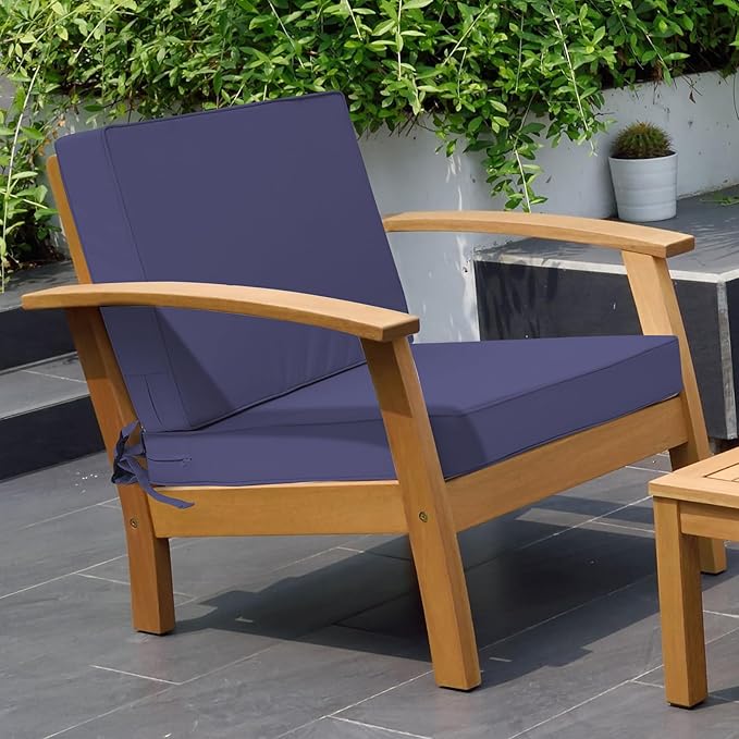 Outdoor Deep Seat Cushion Set 24" x 24", Water Repellent & Fade Resistant Cushion for Patio Furniture, Back & Seat Cushion with Removable Covers for Sofa, Couch, Navy