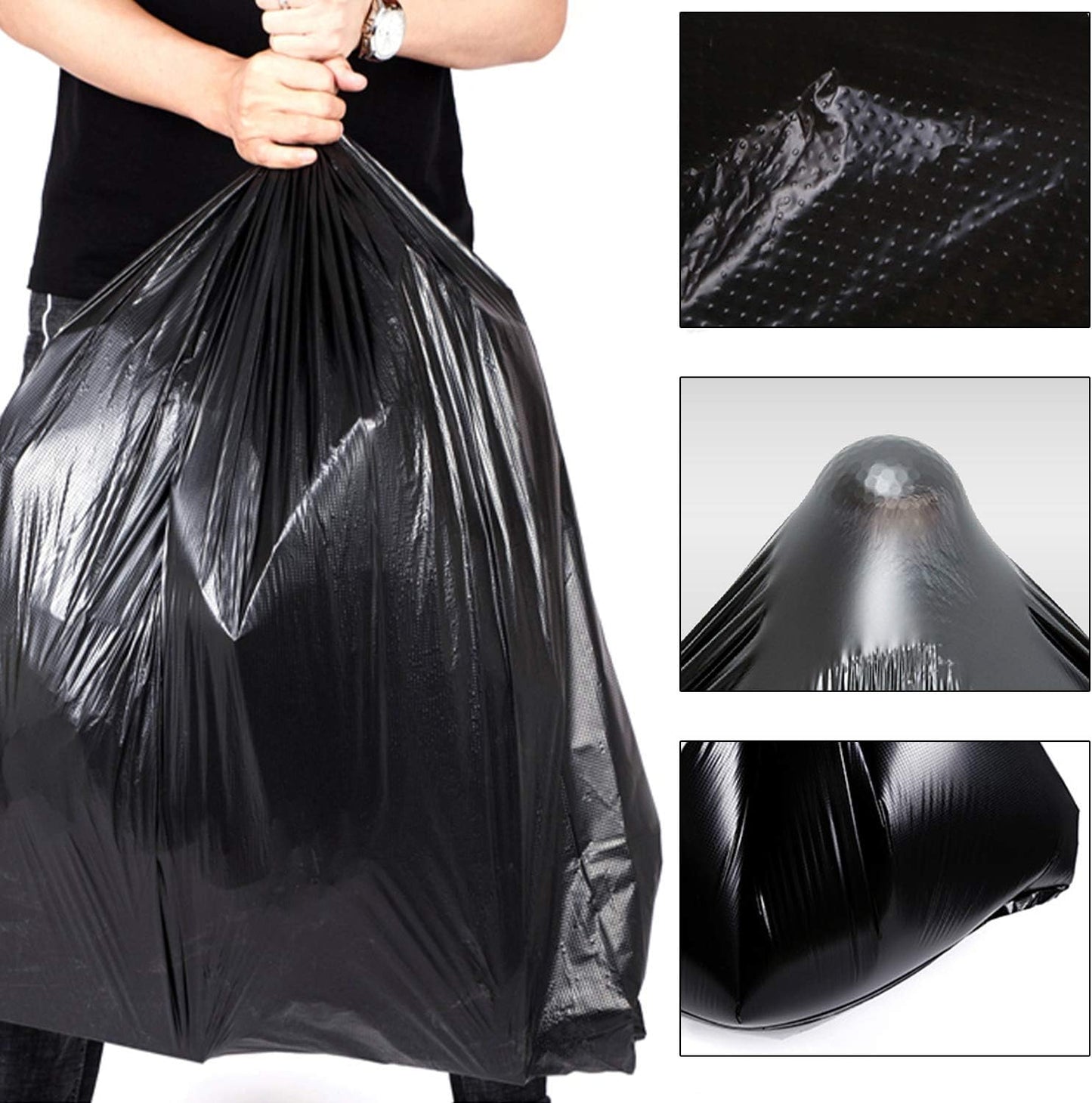 65 Gallon Trash Bags,25 Pieces large Black Heavy Duty Trash Can Liners,Large Size Trash bags Garbage Bags for Indoor and Outdoor