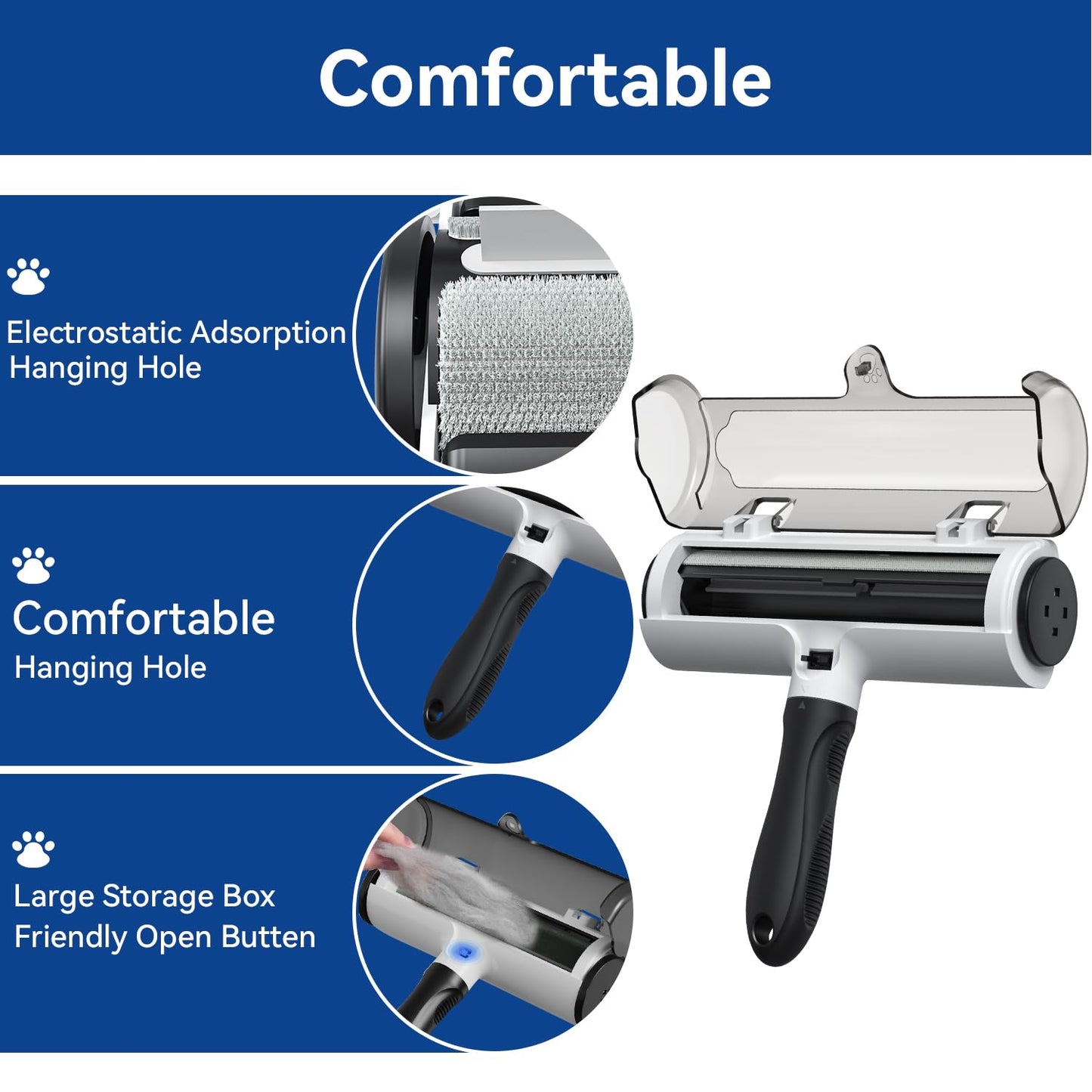 Belife Pet Hair Remover Roller Reusable Lint Roller for Dog and Cat Hair, Multi-Surface Pet Hair Removal Tool for Couch, Furniture, Carpet, Clothes, Bedding (Black)