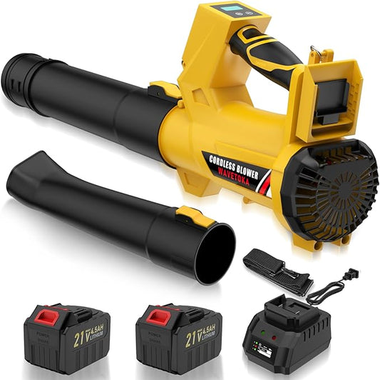 Cordless Leaf Blower with Battery and Charger, 540 CFM/170 MPH Electric Blower Cordless, 2 X 4.5Ah Lightweight Battery Operated Leaf Blower for Patio Cleaning Lawn Care Debris and Dust