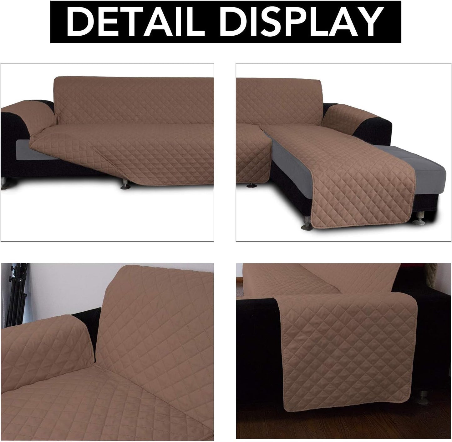 Easy-Going Sofa Slipcover L Shape Sofa Cover Sectional Couch Cover Furniture Protector Mat for Pets Dog Cat (X-Large,Brown/New Brown)