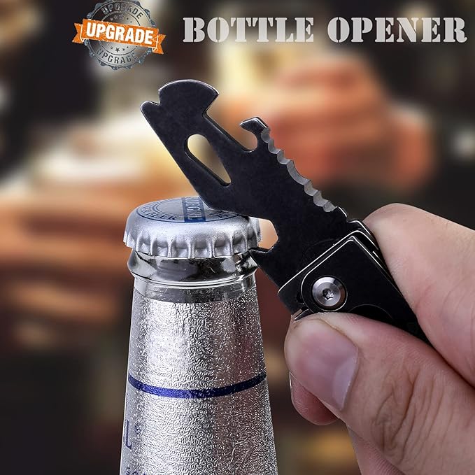 edcfans Keychain Knife, Carabiner Multitool, Tanto Pocket Knife with Key Clip, Box Cutter, Can/Bottle Opener, Screwdriver Wrench, Pry Tools, EDC Hiking Camping Gear, Gifts for Men Women Everyday Carry