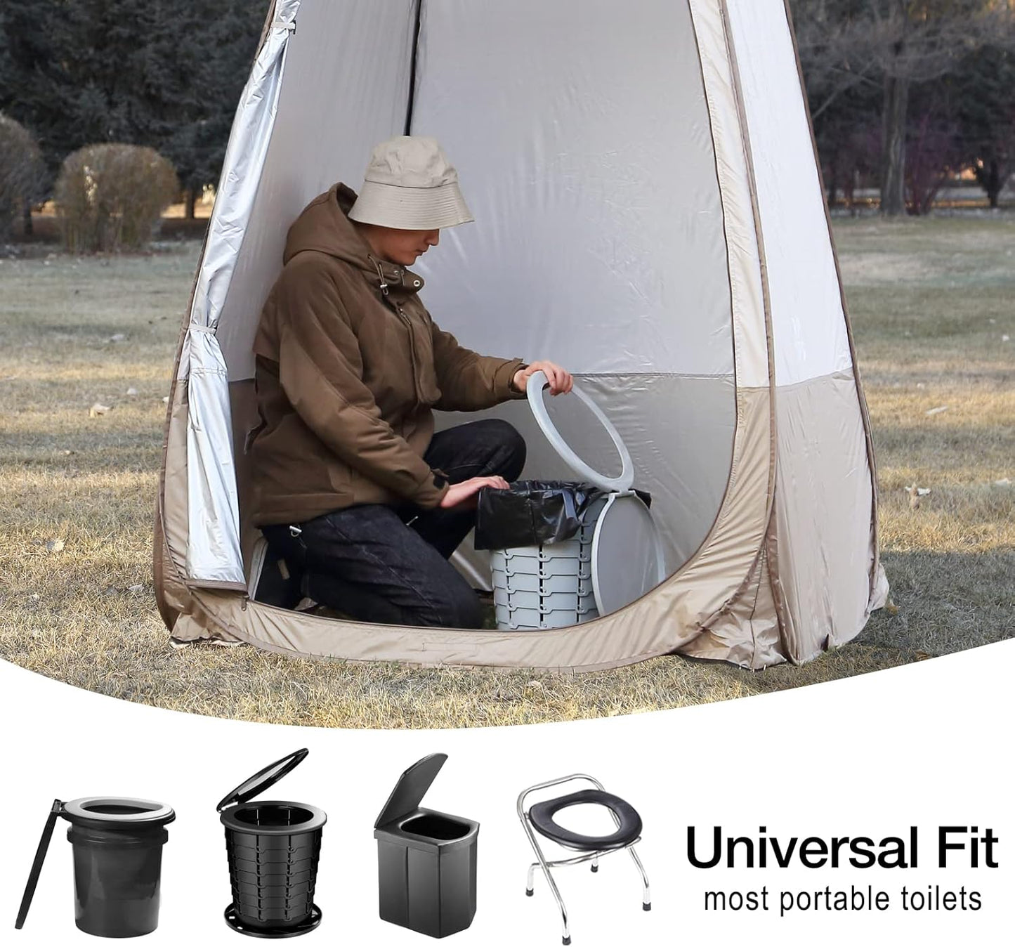 TRIPTIPS Biodegradable Portable Toilet Bags 8 Gallon｜40 Count Camping Toilet Bags for Portable Potty,Leak-Proof 100% Compostable Toilet Bags 5 Gallon Bucket，Toilet Waste Bags for Outdoors