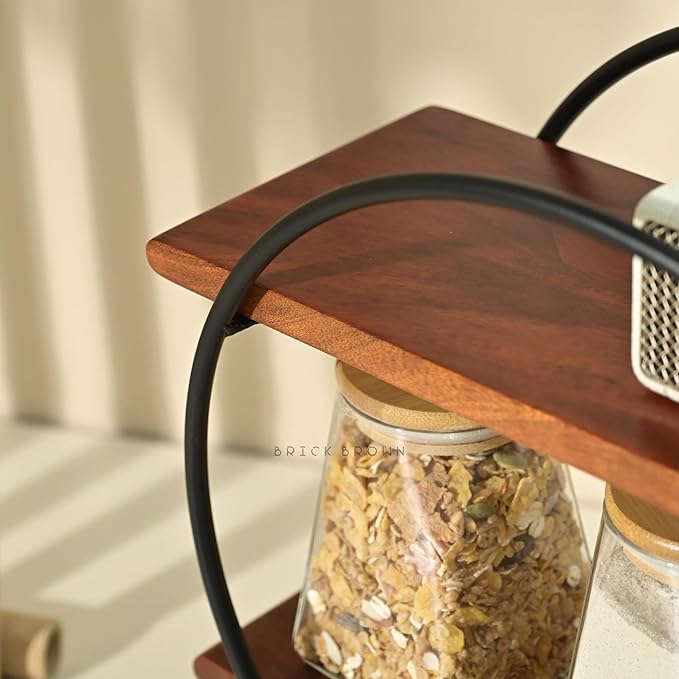 Premium Circular Kitchen Organizer Rack/Kitchen Storage Rack/Spice Rack/Wooden Organizer in Mahogany Finish (Self Assembly) (15X16X7 INCH)