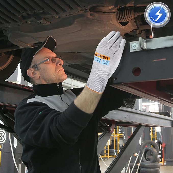 PU Coated Safety Work Gloves, 12 Pairs Work Gloves Mechanic Working Seamless Knit Glove with Polyurethane Coated Smooth