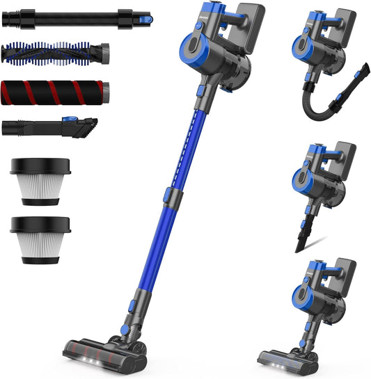 DEVOAC V90 Cordless Vacuum Cleaner, Up to 45mins Runtime, 40KPa Powerful Suction, 60dB Ultra Quiet, 6 in 1 Cordless Stick Vacuum Cleaner for Hard Floor, Carpet, Pet Hair(Blue)