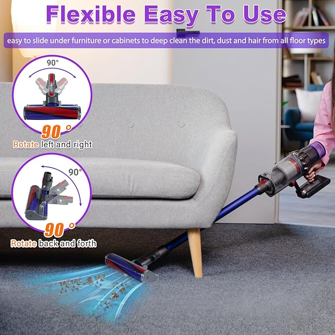 Lemige Soft Roller Cleaner Head for Dyson V10 V11 V15 V8 V7 Cordless Vacuum Cleaners, Quick Release Vacuum Head Replacement Attachments Parts Accessories for Dyson, Gentle on Hard Floors