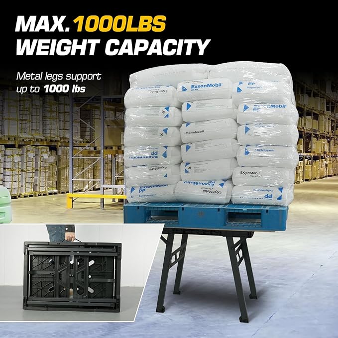 Express Folding Work Table, Easy Setup Portable Folding Work Table & Portable Folding Workbench, 34" W x 25" D x 31" H Lightweight Versatile Clamping Worktable for Garage/Wood Shop (Black)