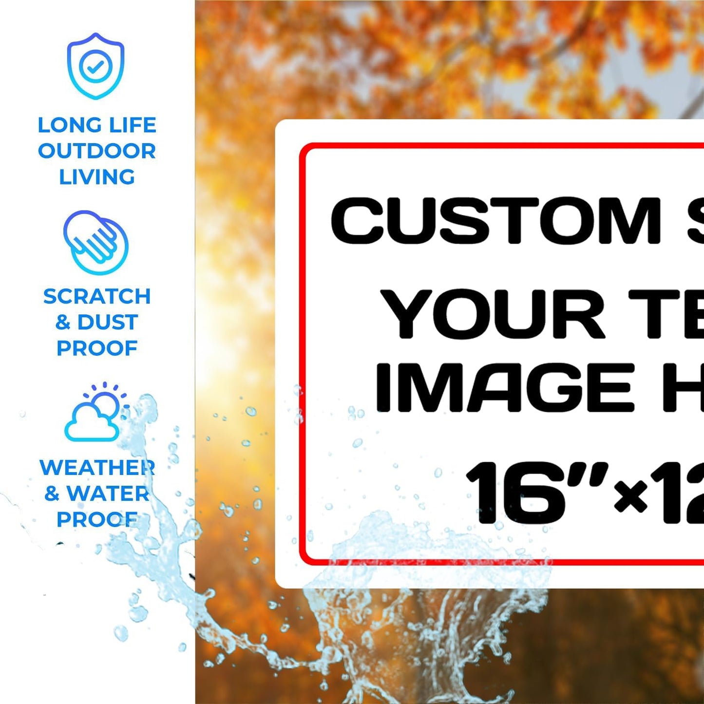 Custom Aluminum Weatherproof Metal Sign - Multiple Sizes, Personalized Text & Picture - Hazard, Garden, Door & Business Signs